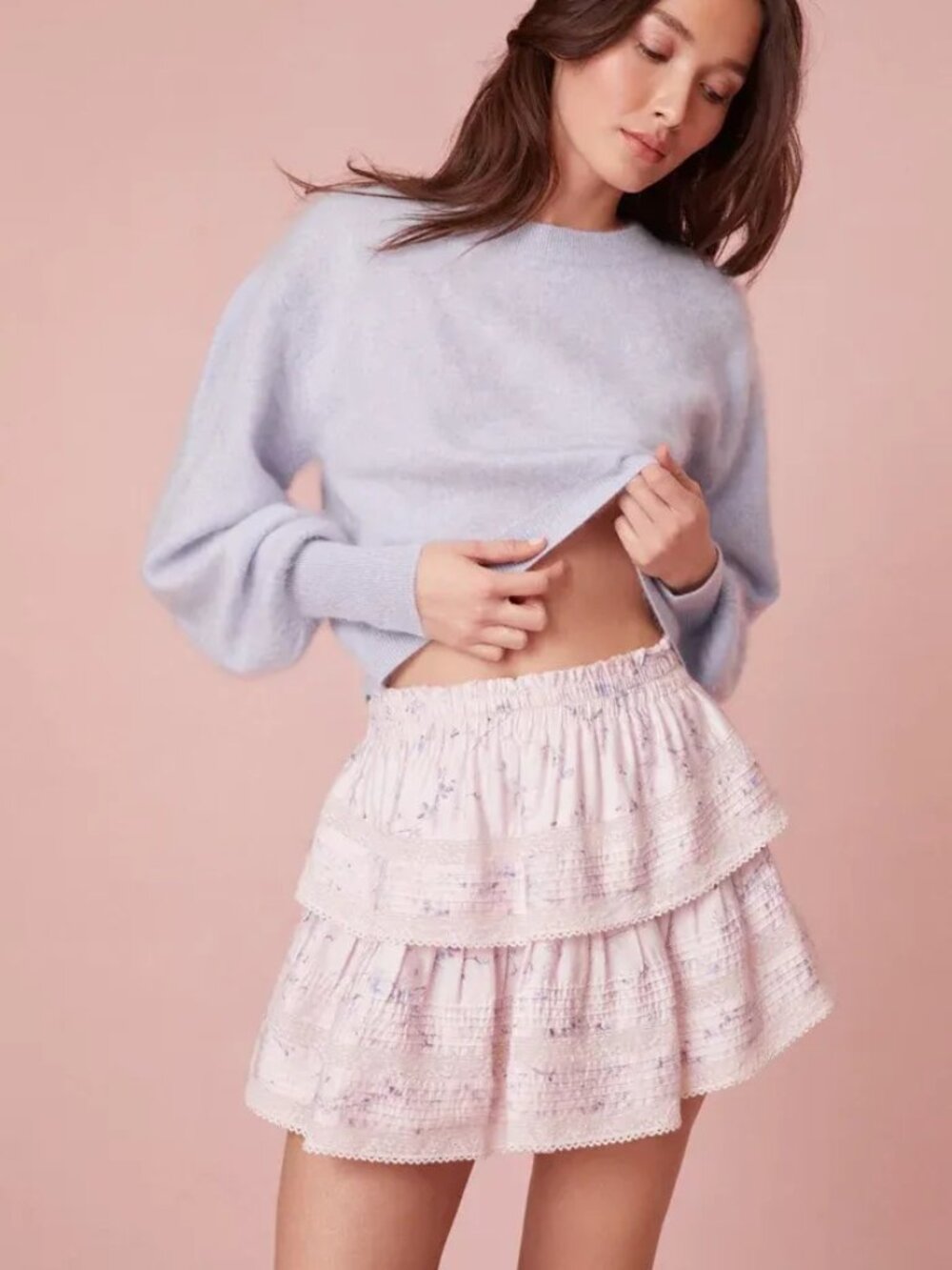 LoveShackFancy -  Ruffle Mini Floral Tiered Skirt